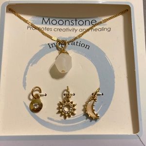 Moonstone crystal jewelry set. Add on charms.